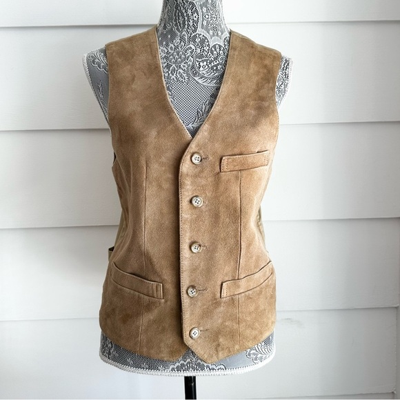 Tan Suede Vest Men’s Boho Western Festival - Picture 3 of 7